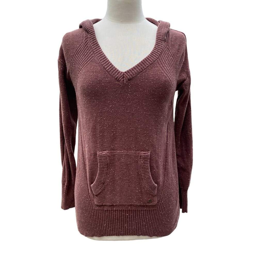 Prana Slub Knit Hoodie Sweater Speckled Brown Gorpcore Outdoor Athleisure-S